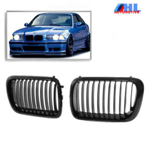 Grill Enkelespijls Glanzend Zwart BMW E 36 Sedan/Coupe/Cabrio/Compact/Touring bj 90-96.