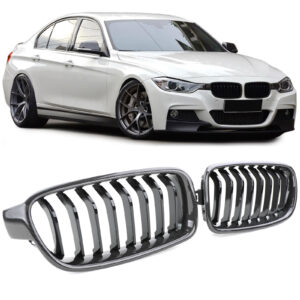 Echt Carbon Sport Nieren Kühlergrill Schwarz Glanz für BMW 3er F30 F31 11-16