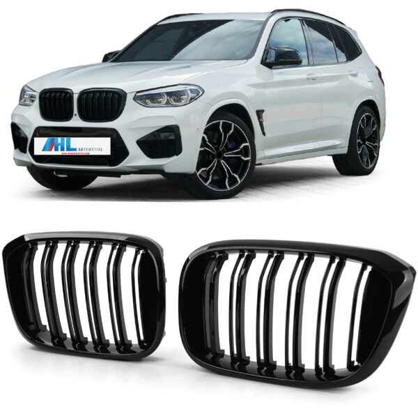 BMW X3 G01/X4 G02 vanaf 17 - Sport Radiator Grille dubbelstaaf glanzend zwart