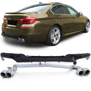 Achterdiffusor glanzend + duplex uitlaatconversie past voor BMW 5-Serie F10/F11/520/525/528/530