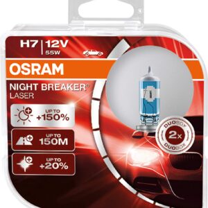 Osram Night Breaker Laser H7 next generation, + 150% meer helderheid, halogeen koplamp lamp, 64210NL-HCB, 12V auto, duo box (2 lampen)