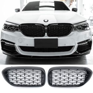 Sportieve Grille geschikt voor BMW 5 Serie G30 G31 diamant design glans zwart