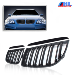 Grille Dubbelspijls Glanzend Zwart BMW E90/E91 bj 05 - 08.