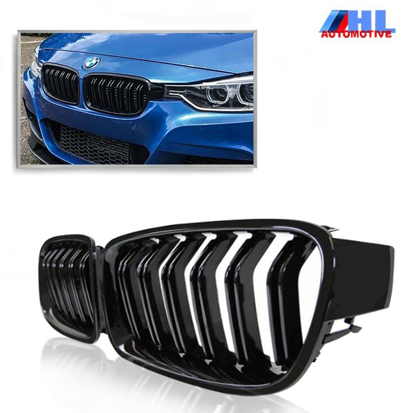 Grille Dubbel Spijl Mat Zwart BMW 3 serie F30/F31 bj 12 - 16