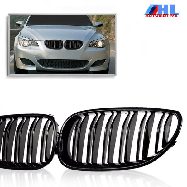 Grille Dubbel Spijls Glanzend Zwart BMW 5 serie E60/E61  bj 03-10