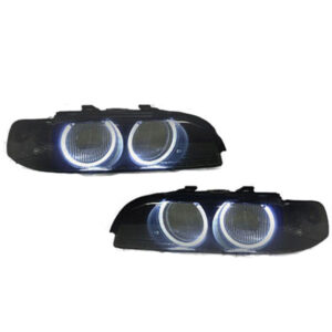 Koplampglazen met Smoke Knipperlichten + LED Angel Eyes BMW E39 95-00