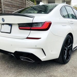 Achterbumper diffuser met chroom uitlaattips voor BMW 3 Serie G20 G28 Sedan G21 Touring (2018-up) M340i M Look Piano Black.